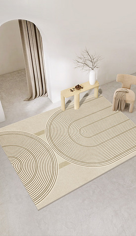 现代简约抽象几何色块线条床边卧室地毯地垫