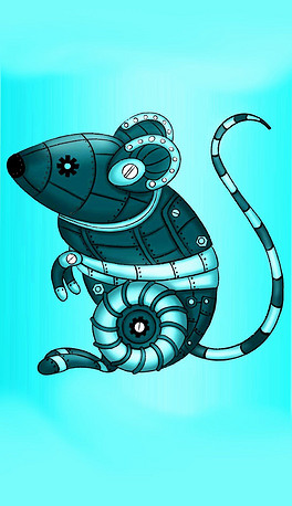 插画机械老鼠,nft插画