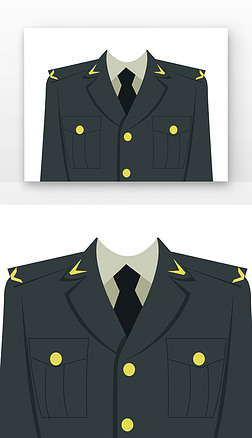 卡通服饰免抠元素|卡通军装军人服饰军服