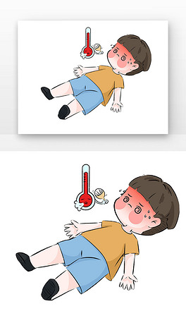 卡通中暑漫画元素