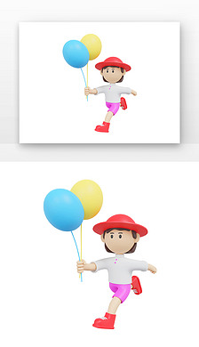 可爱儿童女孩手拿气球
