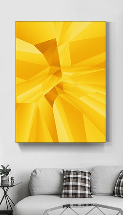 财富の阁楼抽象金黄色元宇宙艺术几何装饰画