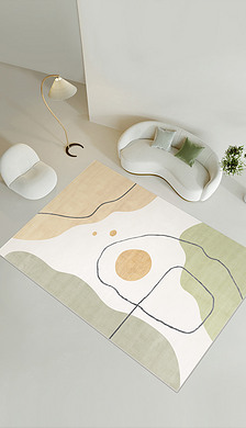 北欧现代轻奢抽象几何线条床边毯客厅地毯地垫