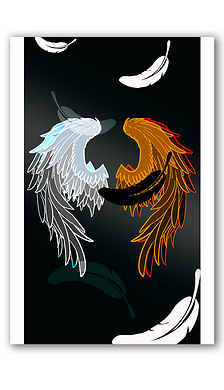 2022彩色白色一对翅膀免抠元素