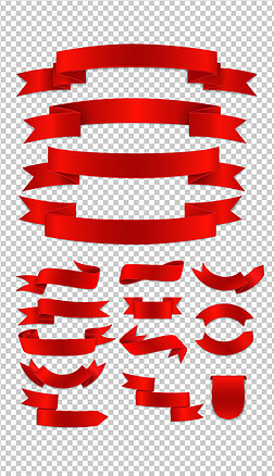 矢量红色丝带飘带文本框标题框促销元素