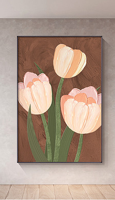 时尚郁金香装饰画|轻奢郁金香清新客厅玄关客厅走廊装饰画1