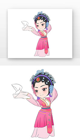 q版京剧人物女卡通中国风花旦戏曲