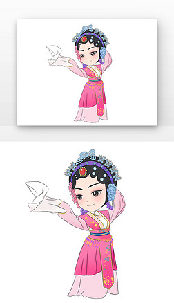 戏曲素材免抠元素|q版京剧人物女卡通中国风花旦戏曲