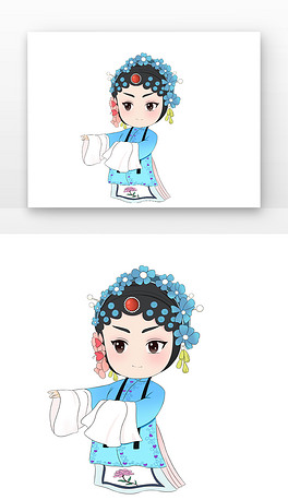 q版京剧人物女国潮可爱国粹戏曲京剧q版京剧人物女卡通中国风花旦戏曲