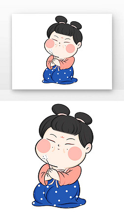 粉衣跪坐女孩传统文化唐朝女人