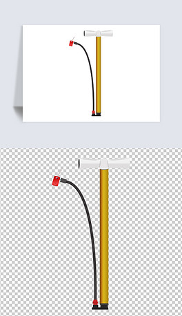 原创卡通手绘黄色打气筒元素插图
