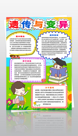 竖版遗传与变异小报化学生物手抄报科学电子小报