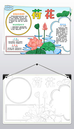 诗意荷花小报暑假小报中国风古诗手抄报模板