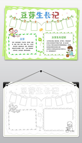 植物手抄报豆芽生长记小报豆芽生长记录小报