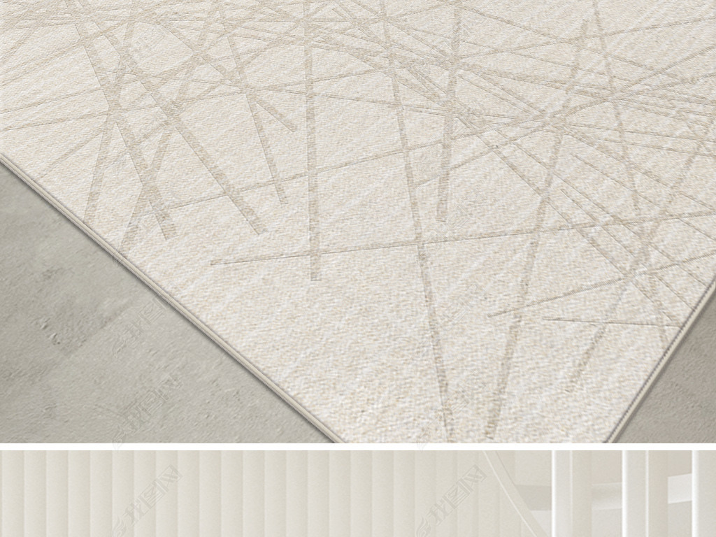 北欧简约抽象几何线条侘寂风床边毯客厅地毯地垫