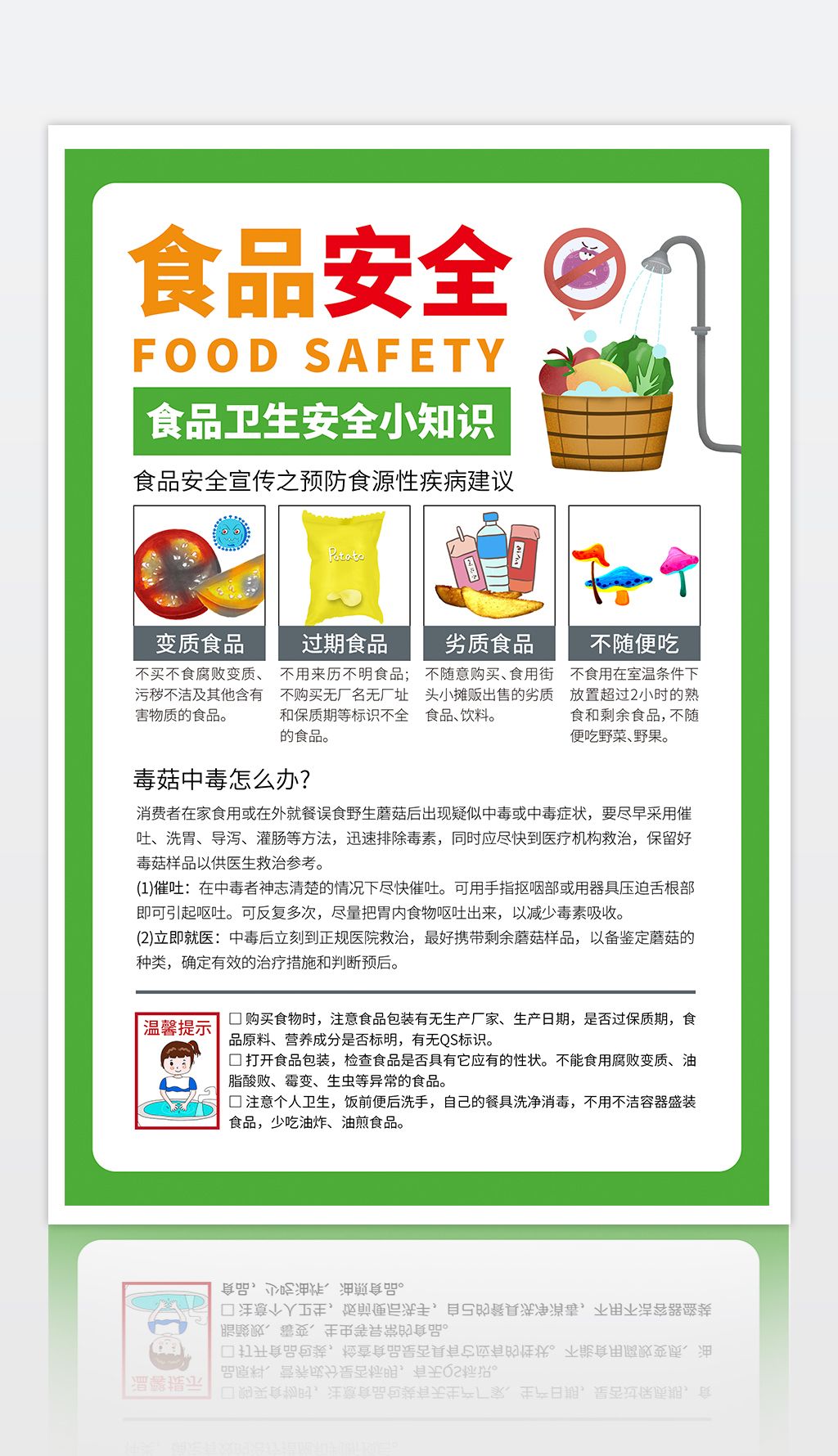 食品卫生安全预防措施食品安全小常识手抄报海报