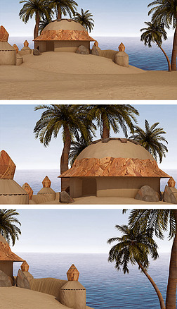 沙滩小房子3d场景模型