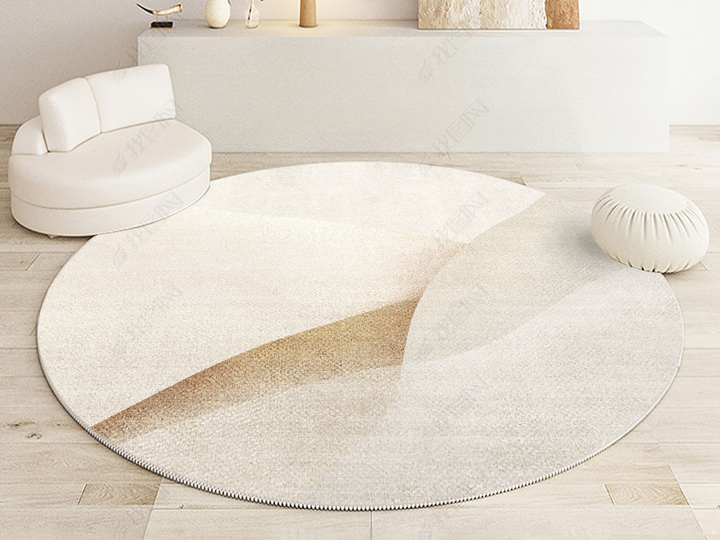现代简约抽象几何渐变侘寂风圆形地毯地垫设计