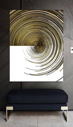之三装饰画|四分之三鎏金大漩涡抽象金属肌理招财装饰画