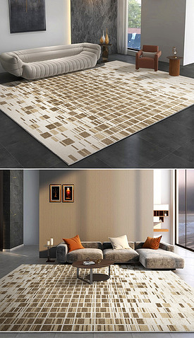 现代轻奢几何复古地毯客厅卧室艺术地毯图