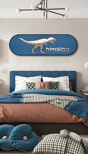 恐龙积木画儿童房装饰画彩色积木侏罗纪动物