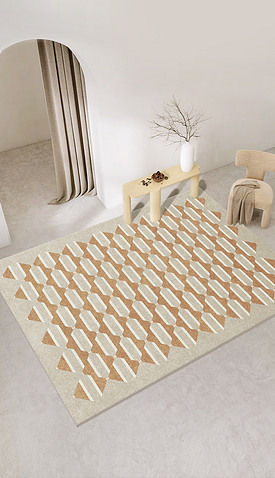 现代抽象几何色块拼花图案床边毯客厅地毯地垫