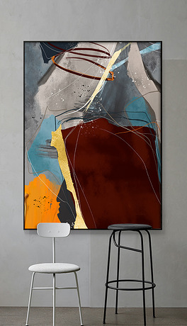 手绘创意油画抽象加笔现代简约艺术装饰画