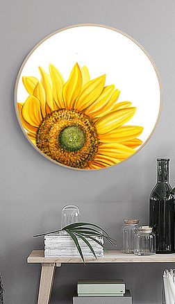 向日葵现代轻奢简约抽象纯手绘小清新玄关装饰画