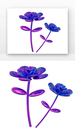3D酸性花朵紫色花朵