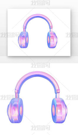 紫色酸性风格耳机正面元素