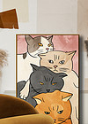 手绘可爱卡通猫咪叠叠高装饰画
