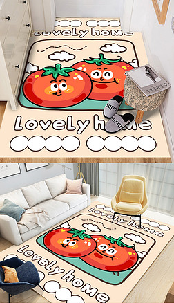 时尚简约清新趣味水果卡通玄关入户地垫客厅地毯
