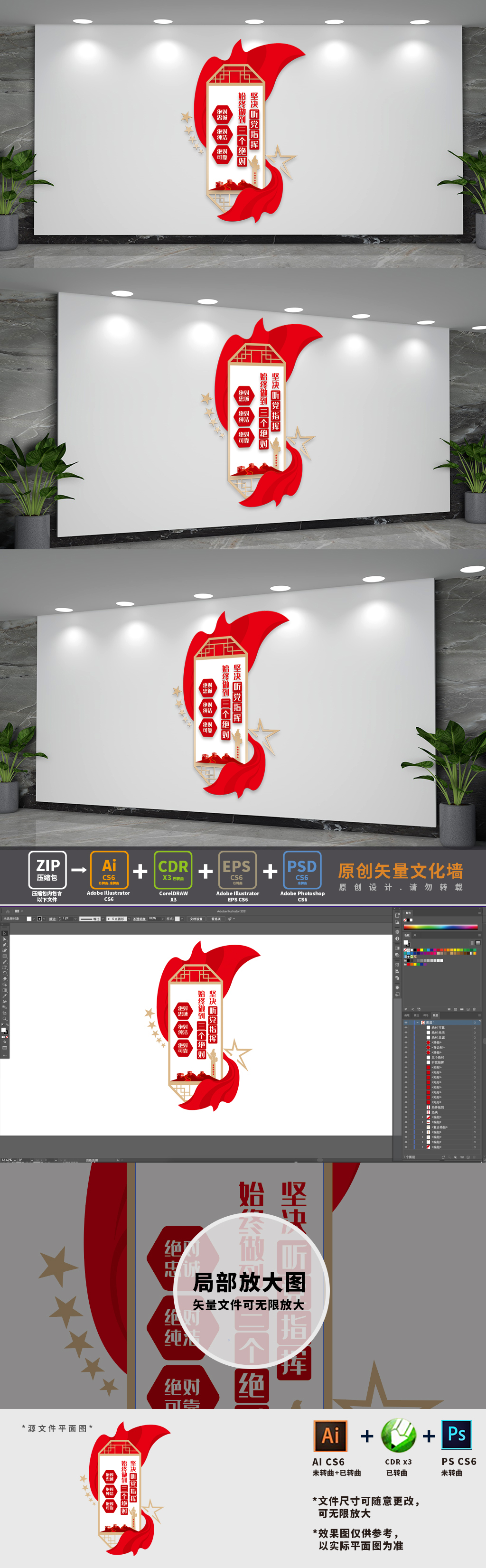 三个绝对党建文化墙