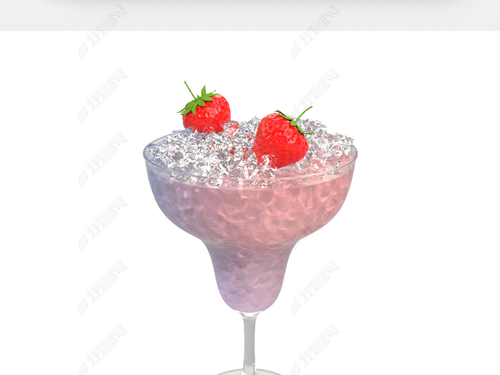 C4D草莓夏日冷饮3d渲染元素