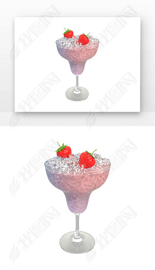 C4D草莓夏日冷饮3d渲染元素