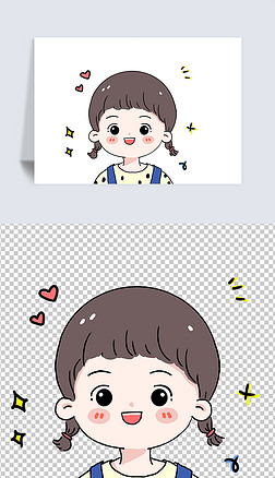 卡通头像免抠元素|甜美可爱女生女孩手绘卡通人物头像素材