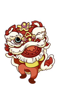 醒狮小人插画元素
