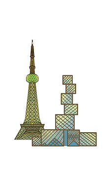 电视塔插画|佛山建筑电视塔坊塔