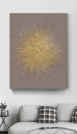 线球装饰画|金丝毛绒球抽象金属丝线聚拢当代艺术装饰画