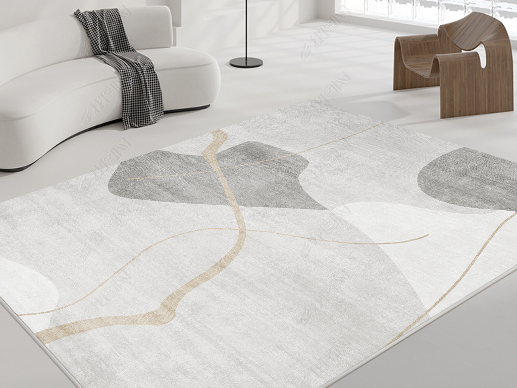 现代简约抽象几何线条艺术轻奢地毯地垫图案设计