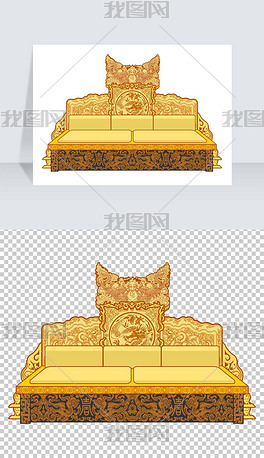 卡通手绘皇宫龙椅龙纹png素材