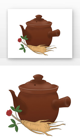 人参草药中国医师节药罐和中药