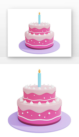 3D蛋糕粉红色色甜品生日蛋糕