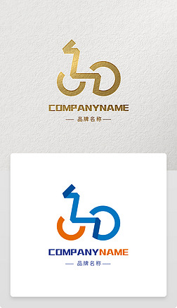 蓝橙撞色现代科技企业logo设计