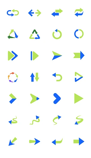 矢量箭头蓝色绿色图标循环回收三角形简约