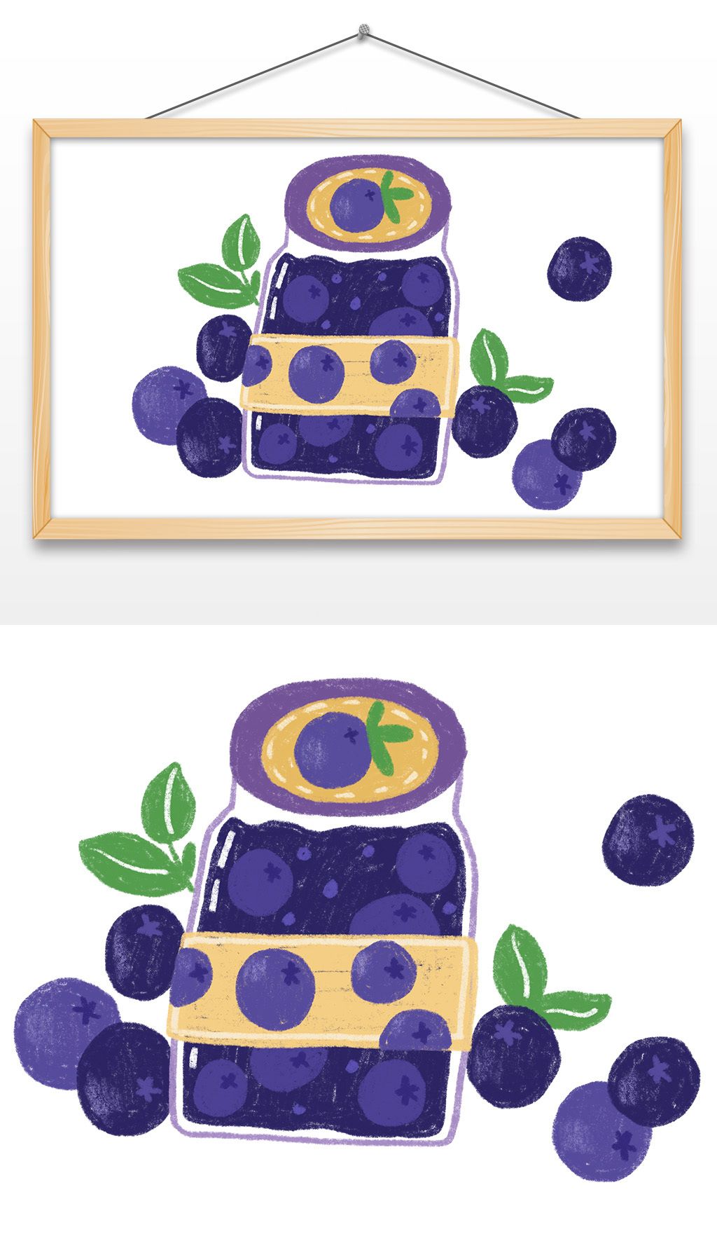 手绘蓝莓果酱插画