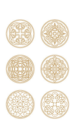 中式复古花纹免抠元素|复古中国风传统纹理中式吉祥纹样花纹图案