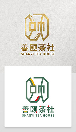 绿色传统六边窗花文艺茶社logo