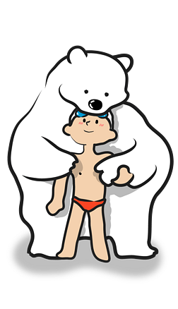 儿童插画游泳白色熊拥抱温暖02