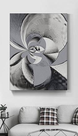 欲望の苍穹抽象水泥灰色黑白花卉室内装饰画